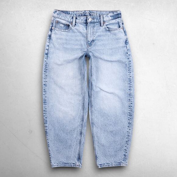 American Eagle Outfitters Denim - American Eagle Barrel Jeans Women 4 Blue Stone Wash Distressed Y2K